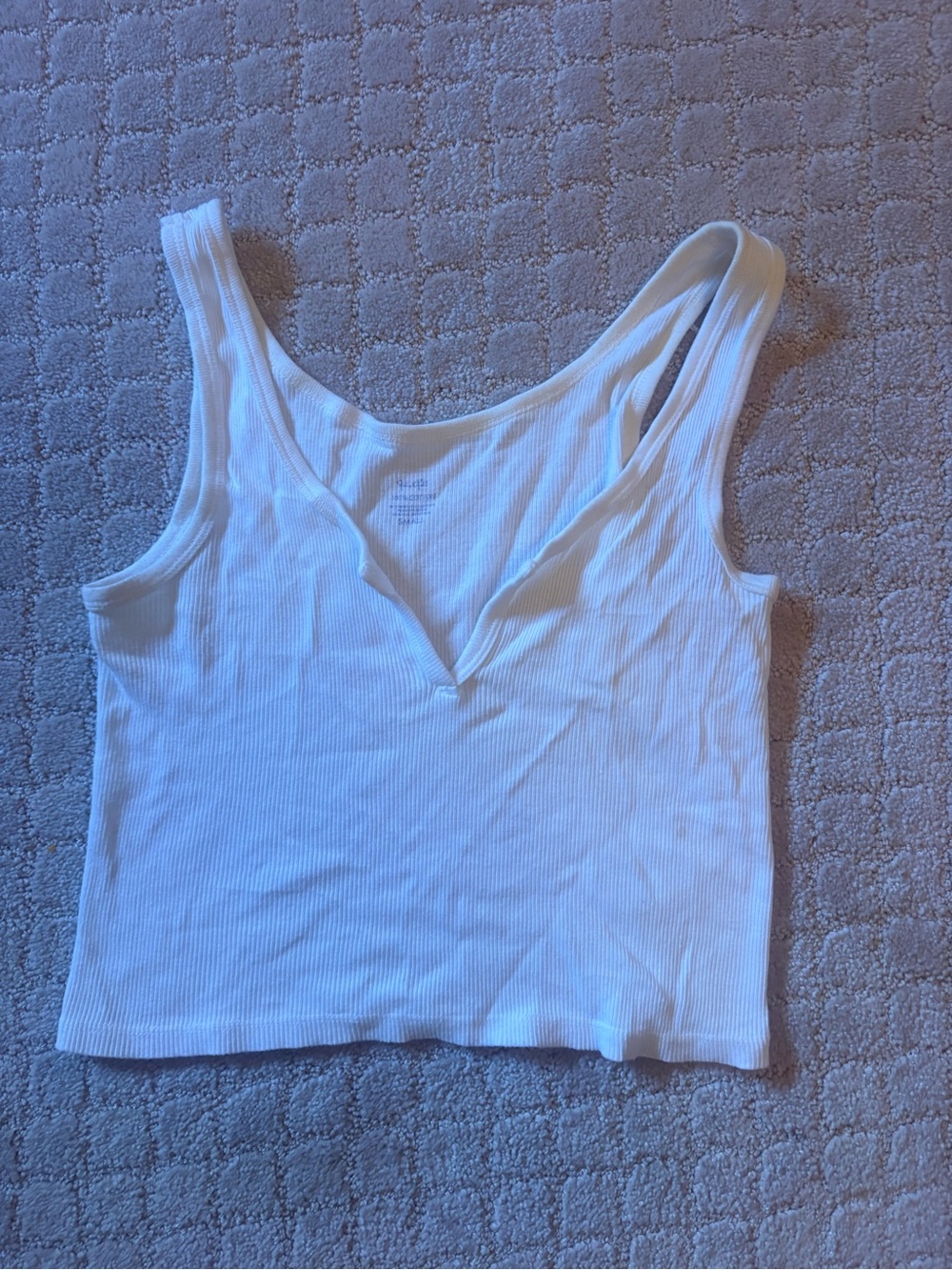 John Galt White Ribbed V-Neck Tank Top